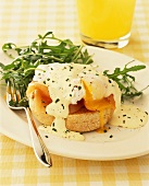 Variant on 'Egg Benedict' with Canadian smoked salmon