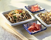 Udon noodles & vegetables, with shoga (preserved ginger, Japan)