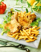 Fried pork chops with chips