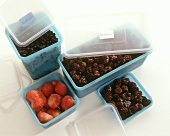 Frozen strawberries, blackberries and blueberries