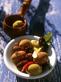 Pickled olives in bowl