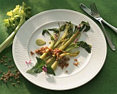 Steamed celery with wheat sprouts