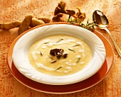 Creamed potato soup with chanterelles