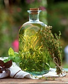 Herb oil and fresh herbs