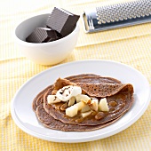 Chocolate crêpes with pears