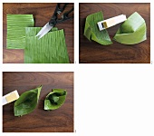 Making banana leaf boats
