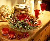 Festive Christmas decorations on a chest of drawers