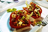 Red pepper with mince and vegetable stuffing and cheese