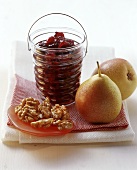 Pear and blackberry jam with nuts