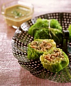 Cabbage papillotes filled with salmon mousse