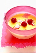 Banana and raspberry pudding