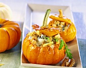 Pumpkins stuffed with Roquefort and walnuts