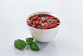 Cold tomato sauce with basil