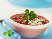Tomato soup with Parmesan and fresh herbs