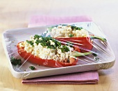 Pointed peppers stuffed with feta and chives