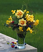 Easter bouquet with double narcissi and daffodils
