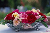 Roses in cut glass bowl