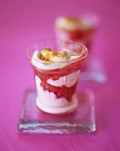 Layered rhubarb and yoghurt dessert