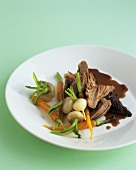 Lamb with spring vegetables and gravy
