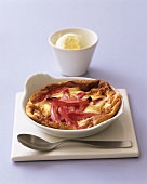 Rhubarb clafouti with clotted cream