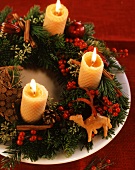 Christmas wreath with beeswax candles