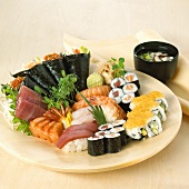 A selection of sushi on a plate