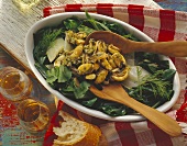 Chard salad with mussels and herbs