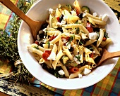 Pasta salad with sheep's cheese & marinated vegetables