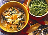 Chard and carrots and green peas with mint