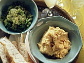 Hummus (chick pea puree) & courgette & sesame mousse