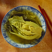 Chinese sauerkraut (pickled Chinese cabbage) in bowl