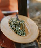 A plate with pumpkin seeds