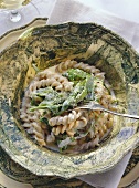 Wholemeal fusilli (spiral pasta) with rocket & mascarpone sauce