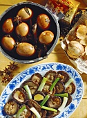 Tea leaf eggs with star anise & Tongku mushrooms with ginger
