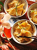 Filled pasta parcels with garlic chives