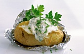 A Baked Potato with Sour Cream and Chives