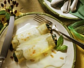 Cannelloni with béchamel sauce, spinach and pine nuts