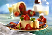 Advocaat parfait, strawberry sauce, strawberries & mint