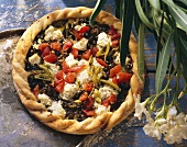 Greek Pizza with Feta Tomatoes and Olives