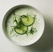 Cold cucumber soup with dill