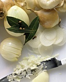 Onions, whole, cut into rings and diced