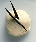 A Scoop of Vanilla Ice Cream with Vanilla Pods