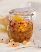 White currant chutney with red pepper in the jar