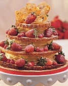 Praline gateau with strawberries & white chocolate mousse