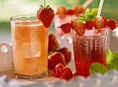 Fitness drink with strawberries & berry & mint juice 