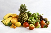 Various fruits on light background