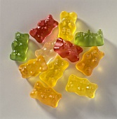Colourful gummi bears on white background