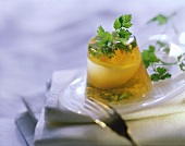 Chervil jelly with mustard sauce & fresh chervil leaves