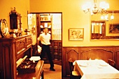 Stylish restaurant in Lyons with waiter (La mere Brazier)