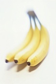 Three bananas on white background
